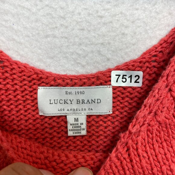 Lucky Brand Knit Cami Womens M Coral Sleeveless Cable Top - Picture 4 of 5